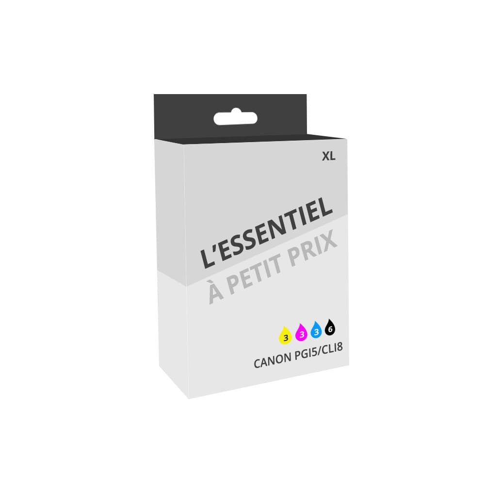 Pack de 15 cartouches d'encre compatibles Canon PGI5/CLI8 XL Noir et couleurs